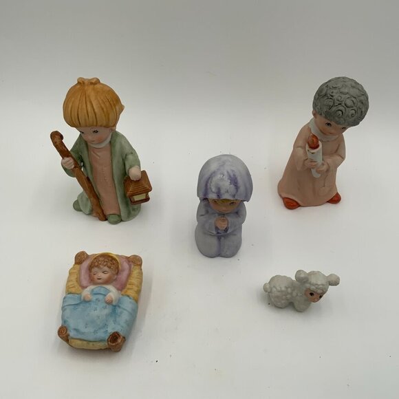 HOMCO Vintage Children Nativity Scene 5 Pieces No 5602 Figurine Set Complete - Picture 7 of 9